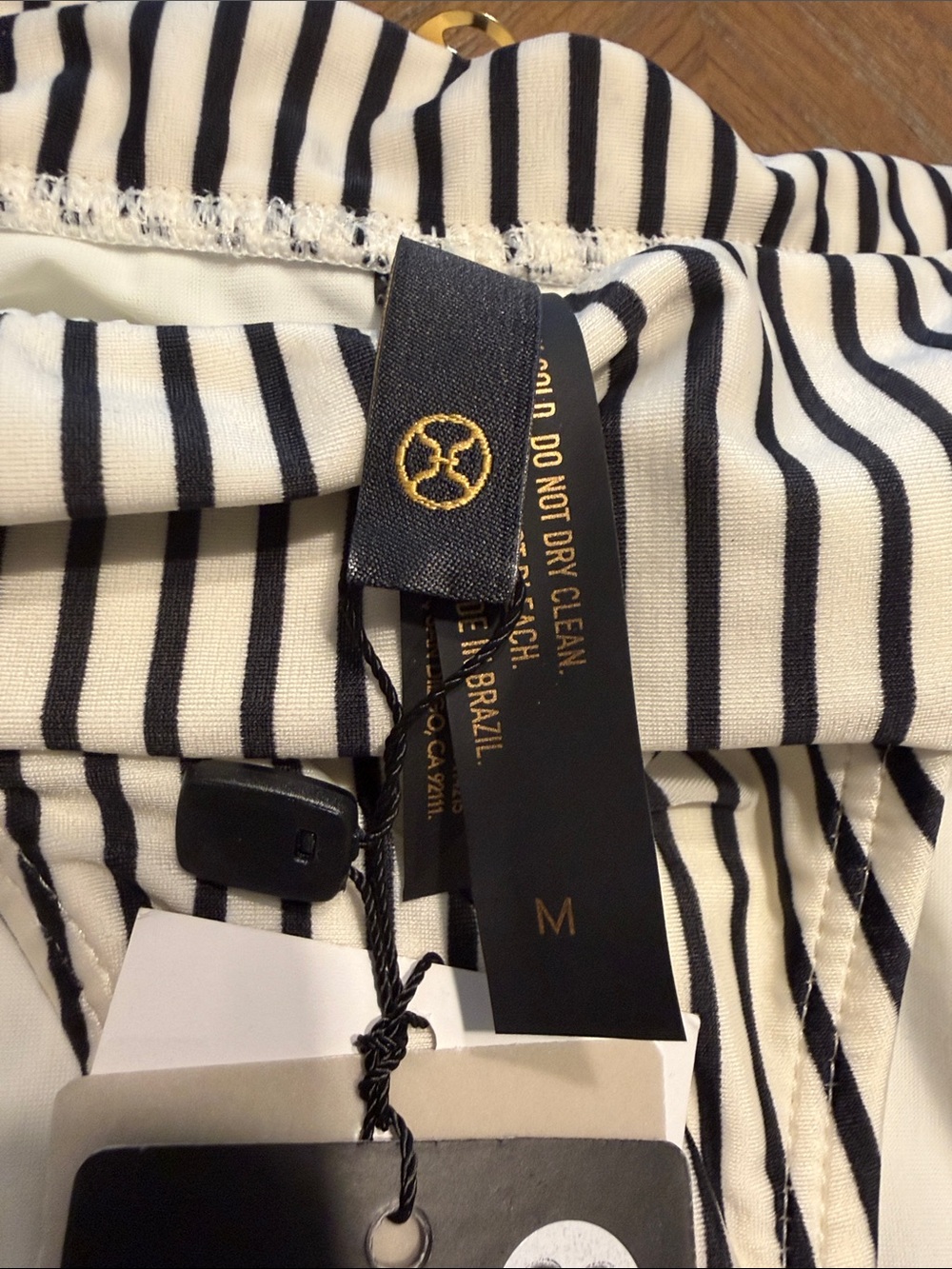 Striped Fold-Over Bikini Bottom - White/Black - Picture 3 of 5